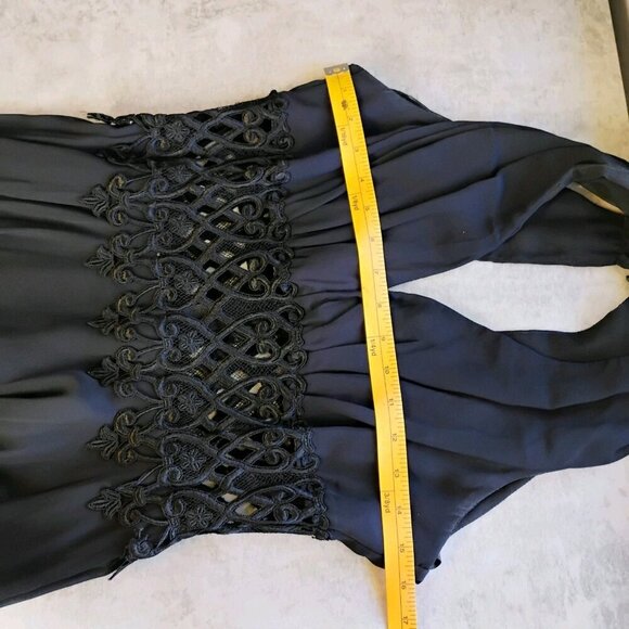 Vtg Cache Dress Womens 6/8 Black Evening Cutout Prom Formal Wedding Whimsigoth - Picture 13 of 16